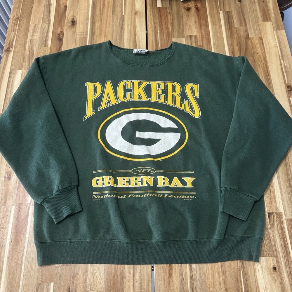 Vintage Green Bay Packers Sweatshirt Adult XL Green Lee Sport NFL Football 90s *